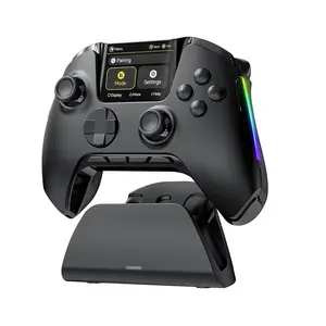 One Interactive Screen  Gaming Controller for PC// 2/iOS/Android,Hall Effect Stick & Trigger,RGB Lighting,Remappable Buttons,1800mAh with  Dock (Black)