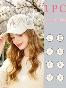 1PC women's personalized letter "A-Z" floral pattern lace baseball cap. A casual, lightweight, breathable, versatile sun hat suitable for all seasons for daily outdoor and street wear. It is suitable as a gift.
