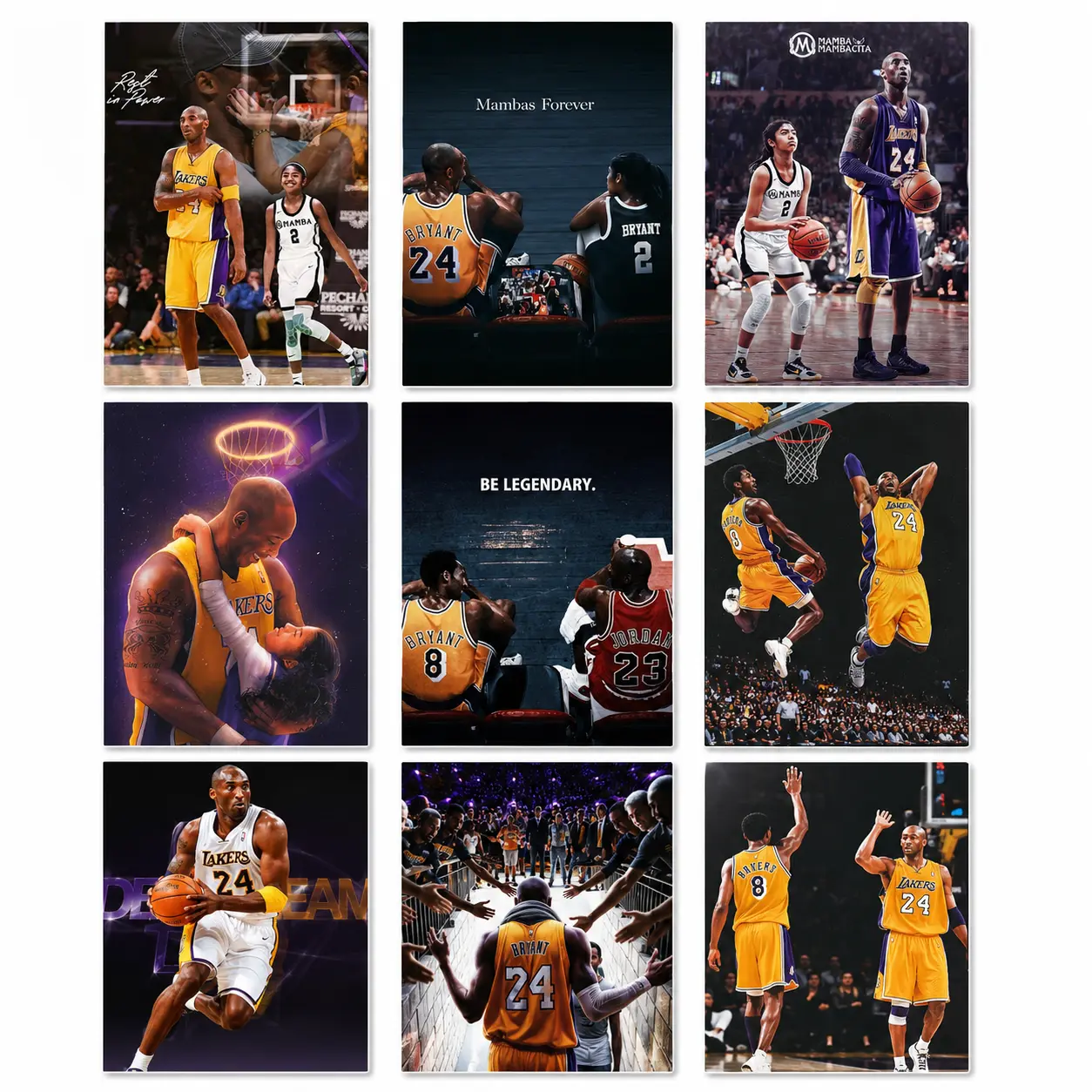 Kobe Bryant Legendary Canvas Wall Art Poster - "Be Legendary" Motivational NBA Icon Print, Black Mamba Tribute, Home Office Basketball Room Decor Gift, Wall Art Box Included