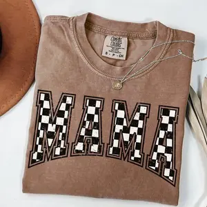 Comfort Colors Checkered Mama Shirt, Gift for Mom, Retro Mom Shirt, Mother's Day Gift, Vintage Checkered Shirt, Comfort Colors Tee, Full Colors - LORA ATCHER