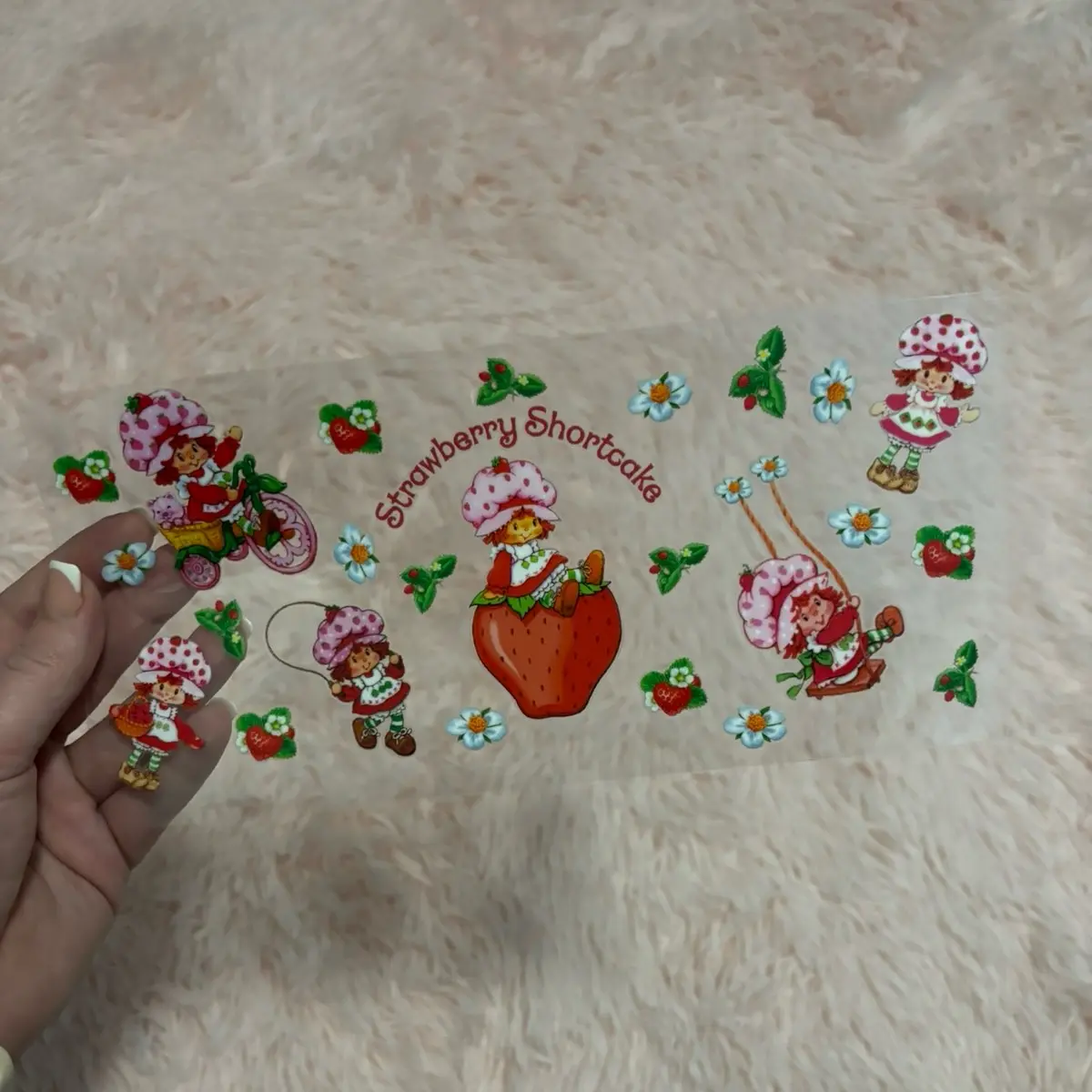 #54 Strawberries UVDTF Wrap 16oz Cup Wrap Decorative Stickers Waterproof