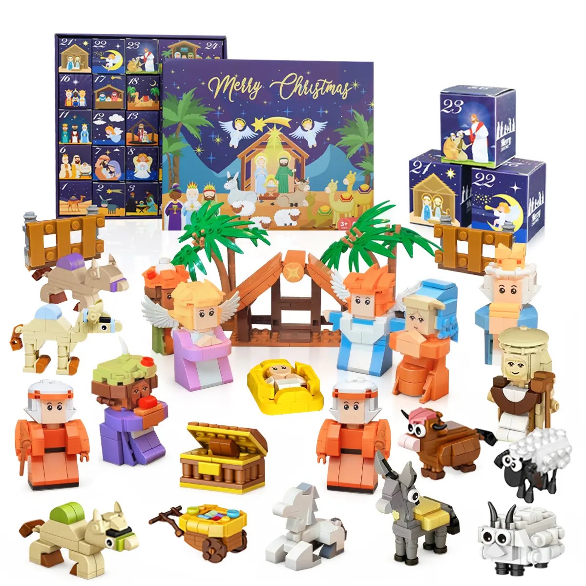 24 Nativity Christmas Building Blocks Hand-Tear Calendar Blind Box Gift - 2025 Advent Calendar 24 Days Countdown Set with Figures ABS Material Holiday Toys for Boys Girls Teens Adults Gift ABS Men Gifts Boyfriends Gifts Ideas Stem Construction Set