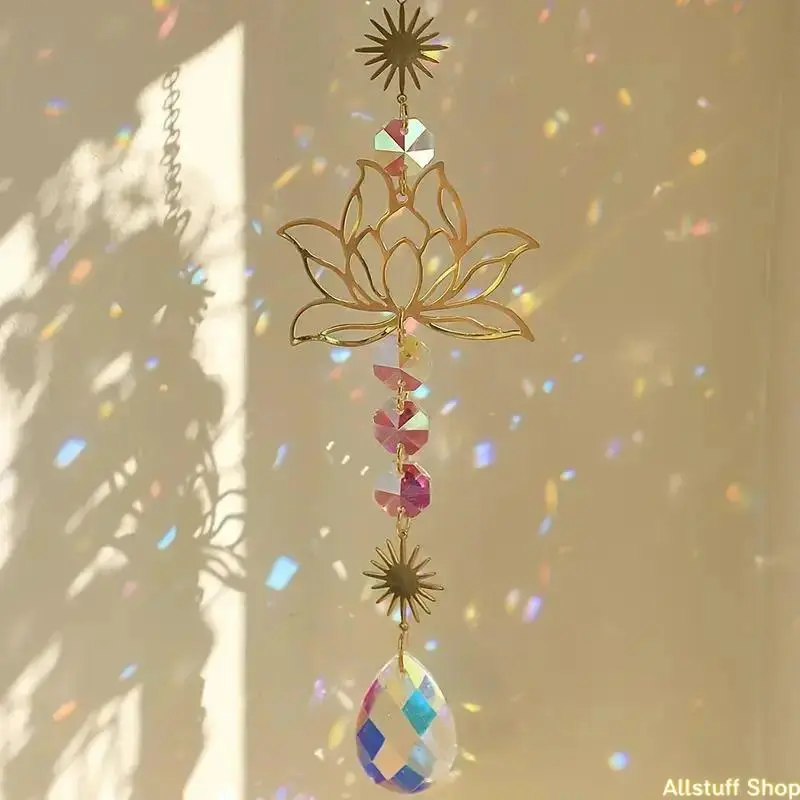 Lotus Design Sun Catcher, 1 Count Colorful Hanging Sun Catcher, Hanging Decor for Home Garden Party Wedding, Home Decor, Room Decor tiktokshopbacktoschool