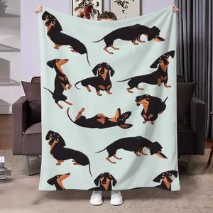 Soft Digital Print Dog Blanket, Flannel Knit Throw for Sofa and Office Naps, Multifunctional Outdoor Sports Blanket