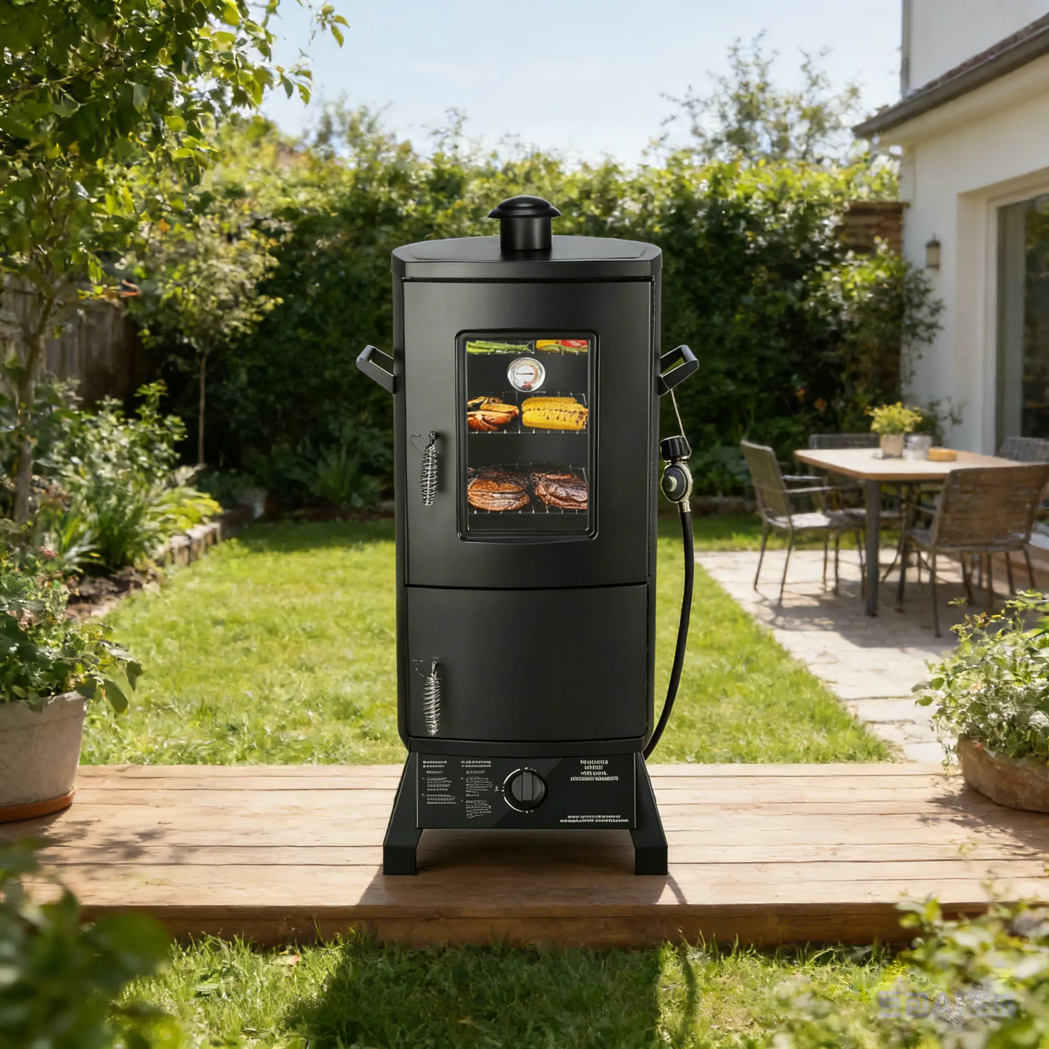 [Deals For You Days]MAISON BACKYARDS Vertical Barbecue Smoker Set with Cover, Grills, 3 Removable Shelves, Temperature Control, Sturdy Alloy Steel Construction tiktokshopspringglowup,summerwins