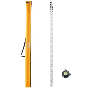 【DealsForYouDays】VEVOR Aluminum Grade Rod, 25-Feet/10ths 6 Sections Telescopic Measuring Rod,Double-Sided Scale 1/10ft Leveling Rod Stick,Aluminum Alloy Survey Rod w/ Bubble Level &Carrying Bag for Houses,Walls,Floors