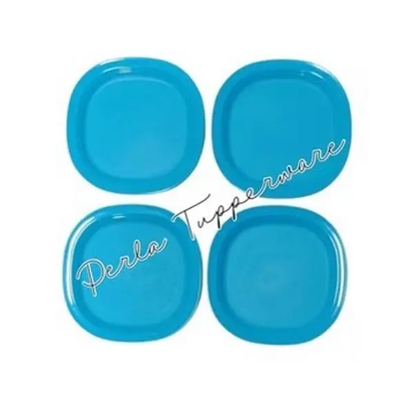 Traditional Microwavable Blue Plates, 4-Piece Set for Kitchen Tableware Use, Four-Pieces