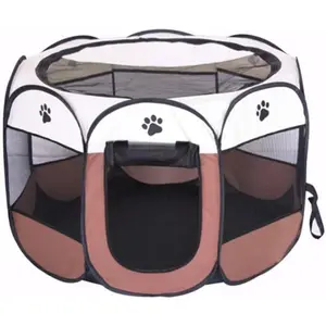Portable Pet Playpen, Dog Playpen Foldable Pet Exercise Pen Tents Dog Kennel House Playground for Puppy Dog Yorkie Cat Bunny Indoor Outdoor Travel Camping Use (Small, Coffee - Beige)
