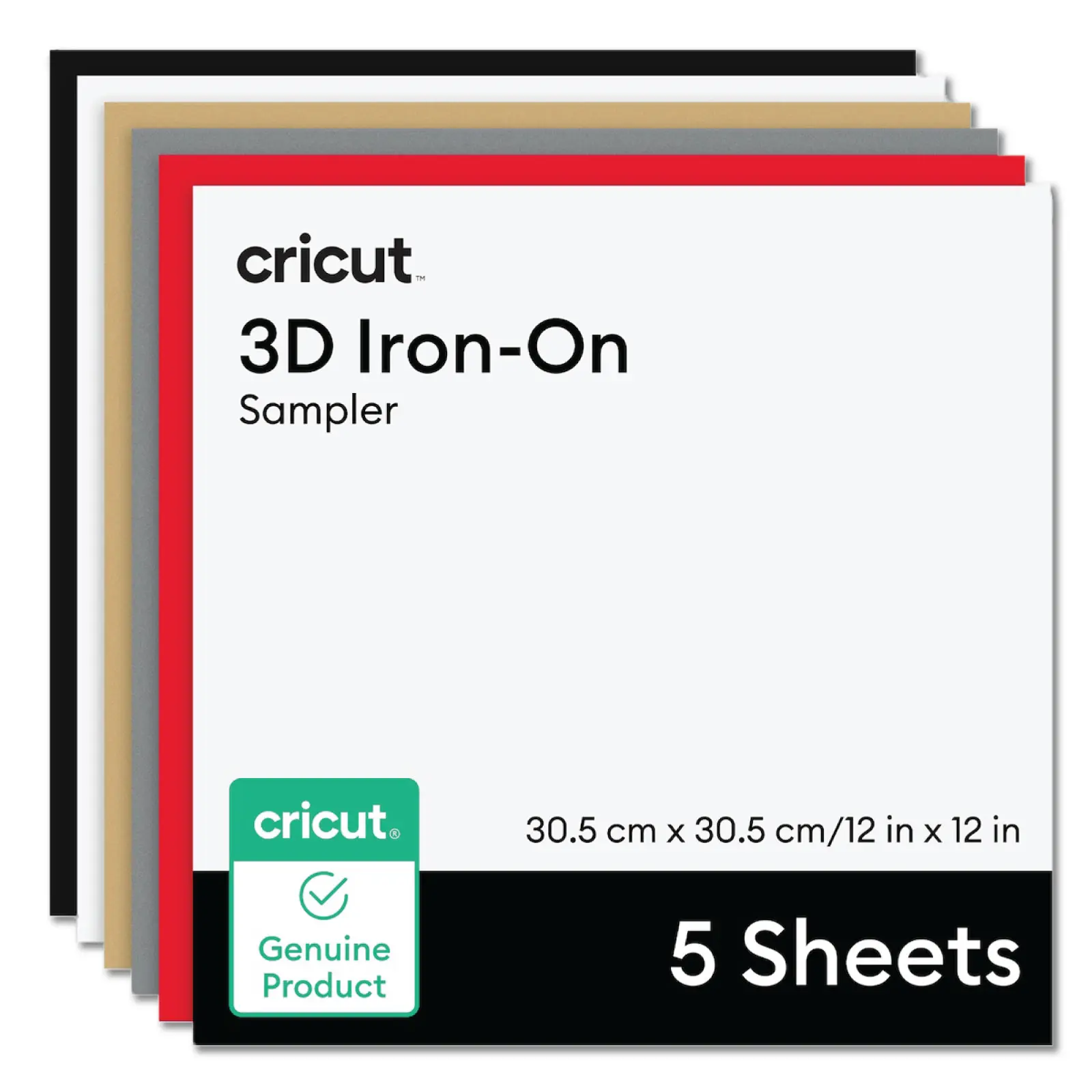 Cricut 3D Puff Heat Transfer Vinyl Sampler, Iron-On Sheets, 12 in x 12 in, 5 Count