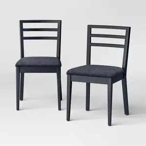2pk Ladder Back Dining Chair Black - Room Essentials