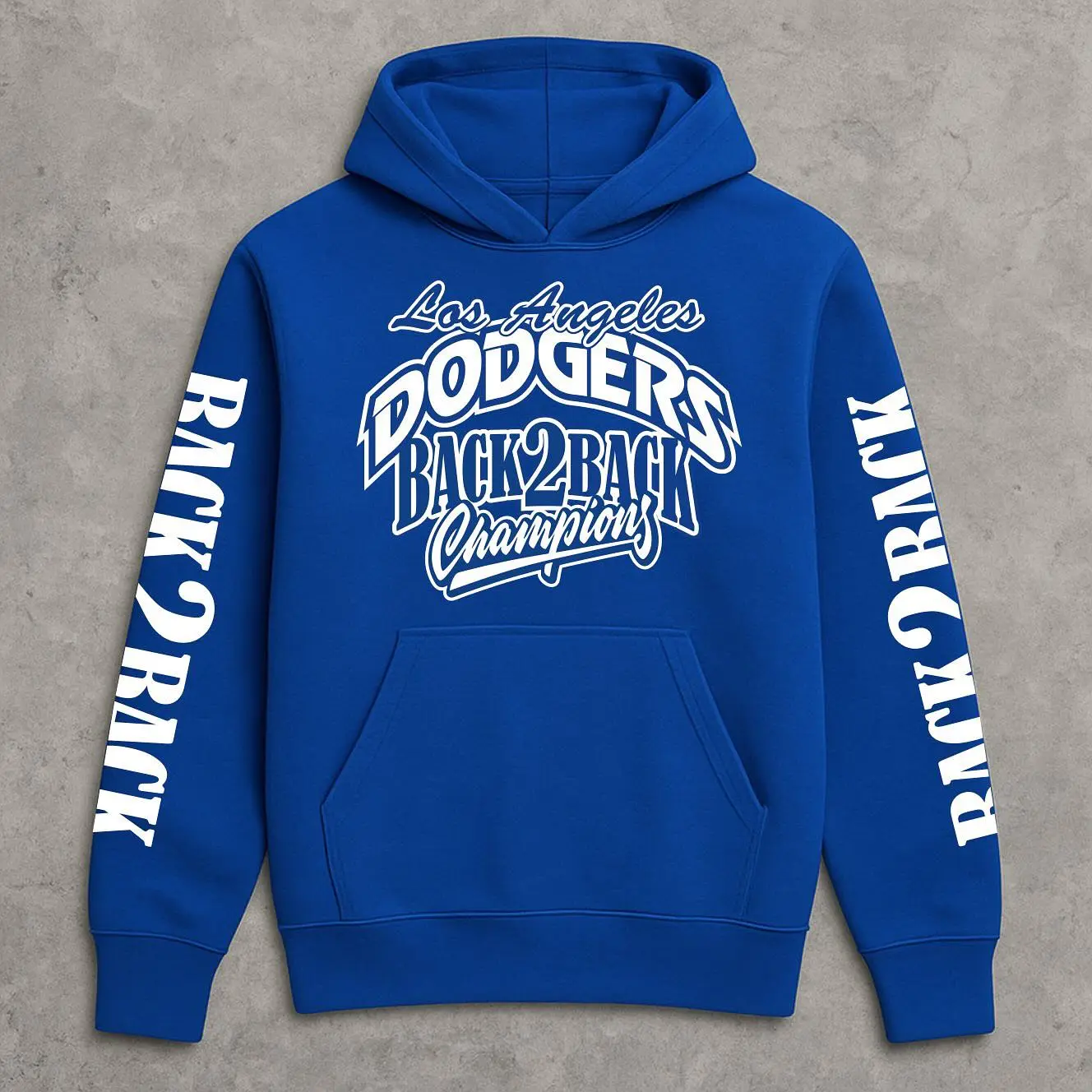 Retro Blue & White Champions Hoodie, Heavy Blend Blue Hoodie, Back 2 Back Champions Sleeve Print, Perfect for Game Day, Fan Gifts, Viral on Tiktok, Trendy Fashion Streetwear Menswear