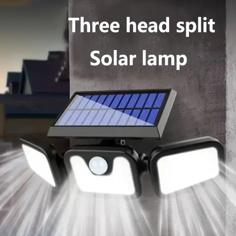 Outdoor Solar Floodlight - 2400LM 6V Solar-Powered Motion Sensor Lamp, Waterproof Plastic Body, 3 Adjustable Heads, 3 Modes, 26ft Sensing, Quick Response, Auto Shut-Off, Wireless Wall Lights for Yard Lighting
