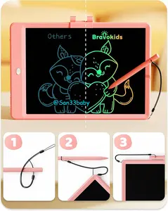 LCD Writing Tablet for Kids 10 Inch Colorful Toddler Drawing Tablet Reusable Doodle Board Electronic Drawing Pads Educational and Learning Kids Toys for Girls(Pink) Birthday Protection Screen Blue Digital Products Portable