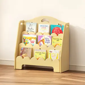 ONBRILL 3-Tier Montessori Wooden Bookshelf for Kids, Toddler Book Rack Toy Organizer and Storage, Small Book Display Stand for Baby, Bookshelves Furniture for Classroom, Nursery, Playroom, Library