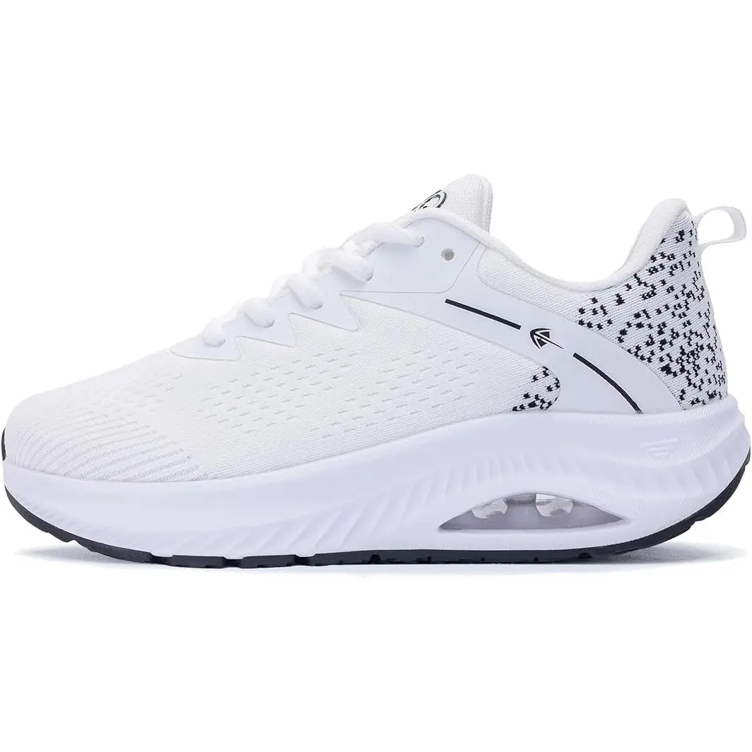 Women's Arch Support Walking Shoes - Wide Toe Box Orthopedic Sneakers w/Air Cushion - Tennis Shoes for Plantar Fasciitis Relief - Stylish, Breathable, Lightweight, Non-Slip - Black/White & Colors - US 6-11