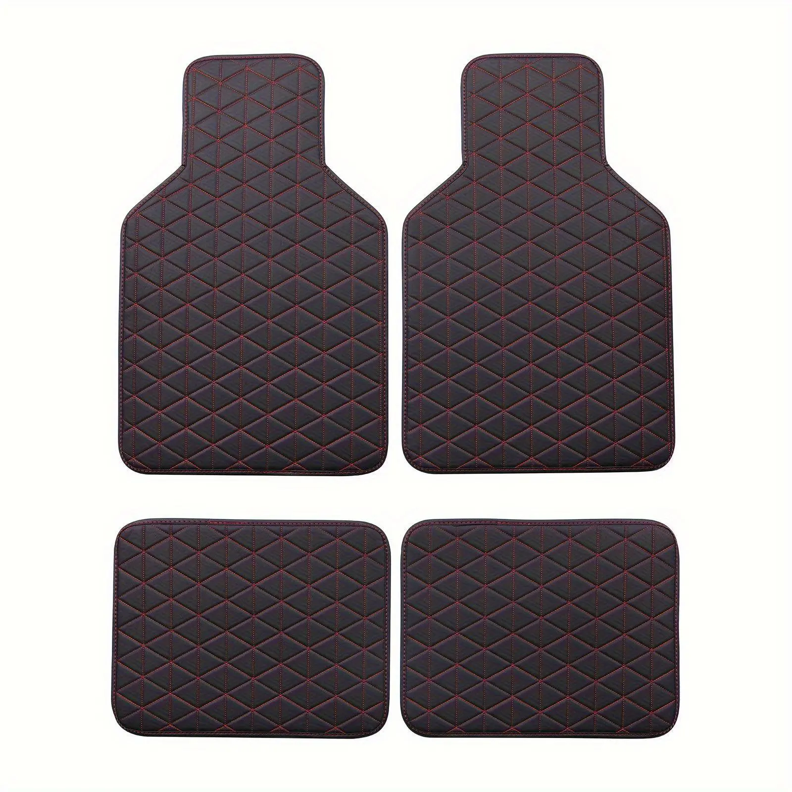 4pcs Waterproof PU Leather Car Floor Mats, Simple Design General-Purpose Automotive Interior Accessories for Vehicle Floor Protection, Easy to Install & Remove