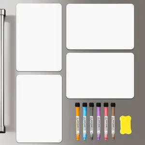 4PCS 12"x8" Magnetic Dry Erase WhiteBoard for Fridge w/ 6 Markers & 1 Eraser - Small Magnet Blank White Board Organizer and Planner for Home, Kitchen, Office, Refrigerator, Wall, Door, Cabinet