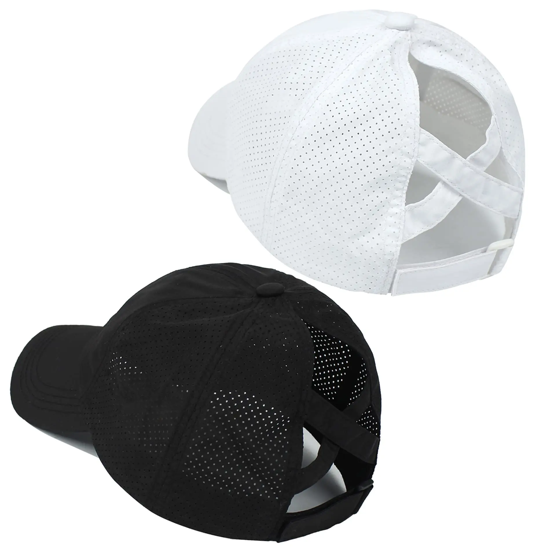 Women's 2 Pack Criss Cross Ponytail Baseball Caps - Adjustable High Bun Hats for Active Living - Quick Dry, Stylish Accessories for Sports & Casual Outings