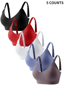5-Piece Maternity Underwear Set, Seamless Breathable Comfort Fabric, Removable Sponge Padding, Adjustable Straps, Ideal for Pregnancy & Postpartum
