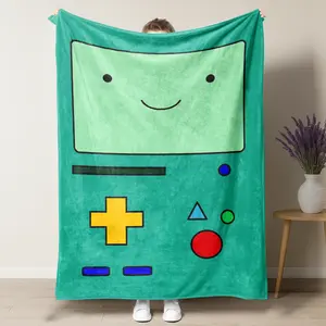 Adventure Time Cartoon Throw Blanket BMO Jake Finn Tree Trunks Flannel Soft Anime Gift for Fans Kids Bedroom Decor