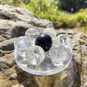 7 pcs crystals spheres with Seven chakras stand