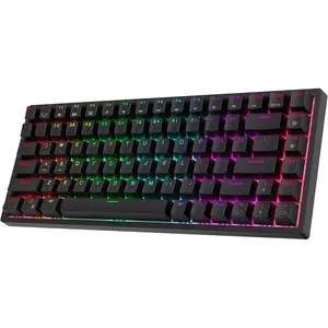 84  RGB 75% Triple Mode BT5.0/2.4G/USB-C Hot Swappable Mechanical Keyboard, 84   Gaming Keyboard w/High-Capacity , Quiet Red