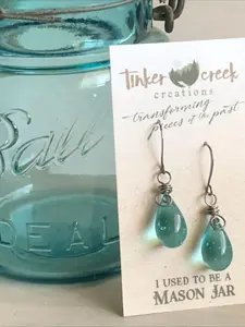 Teardrop Mason Jar Earrings for Women, Retro Waterdrop Design with Copper Earring Posts, Boho Vintage Style Jewelry, Perfect for Daily, Wedding, Vacation, Music Festival & Party, Ideal Gift for Her, Stylish Chic Dainty Exquisite Trendy