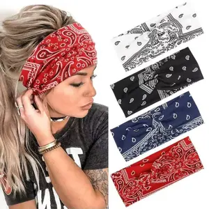 Women Elastic Headband Sports Yoga Running Sweatband Non-slip Moisture Wicking Head Wrap for Workout Fitness