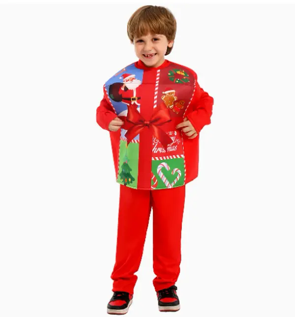 Kids Christmas Performance Costume Set, Red Holiday Stage Outfit with Jacket & Pants, Festive Dress Up Clothing for School Show, Party, Family Events & Holiday Celebrations