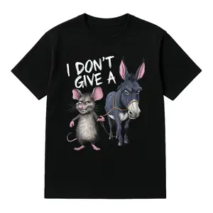 I Don't Give A Rat's Ass T-Shirt, Funny Rat & Donkey Meme Graphic Tee, Classic Cotton Humor Top, Sarcastic Animal Pun Streetwear, Novelty Gift for Meme Lovers & Sarcastic People