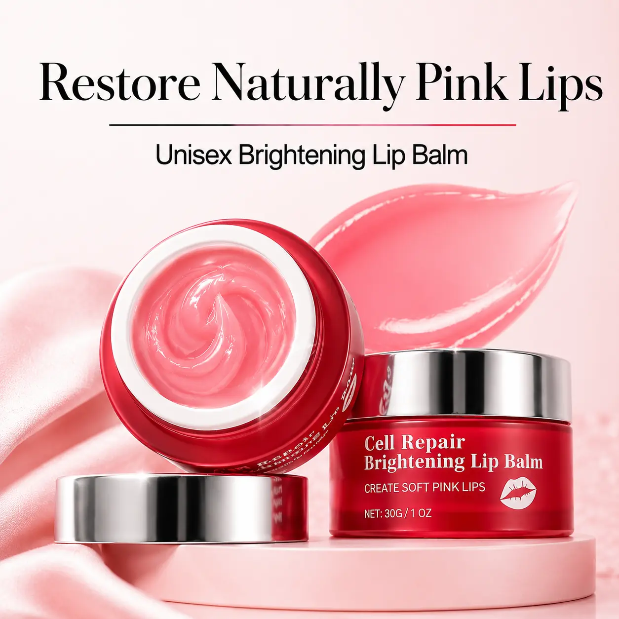 NovacaraX Brightening Lip Plumper Balm - Unisex Beauty Products with Squalane, Natural Oils, Shea Moisturizer, Oil-Infused Primer for Dull & Smoking-Caused Concerns, Hydration, Creates Soft Glossy Lips, Long-Lasting Protection