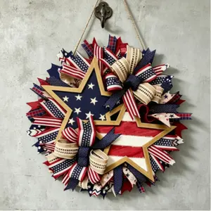 Patriotic Independence Day Wreath - National Flag Themed Front Door Decoration