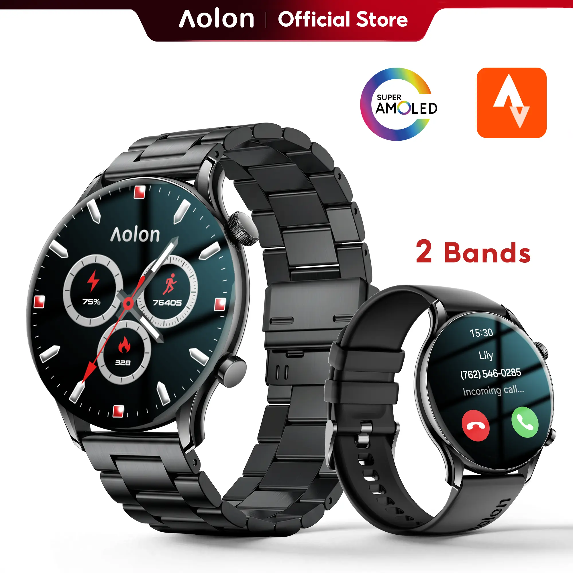 【Ultra-Slim】Aolon GTR3 Wearable Smartwatch: 1.43" AMOLED Display, Bluetooth Calling, Fitness & Sleep Tracking, 110+ Sport Modes, IP68 Water Resistance, Fast Charging, 120-Hour Battery, iOS & Android. Great Gift for Men & Women.#summerwins#SummerFinds