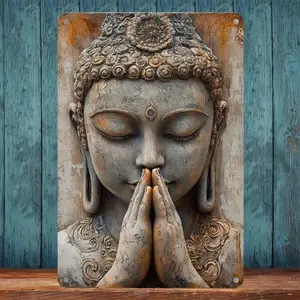 Vintage Golden Leaf Buddha Aluminum Wall Art for Home Decor Living Room Bedroom Kitchen Bathroom Wall Decor