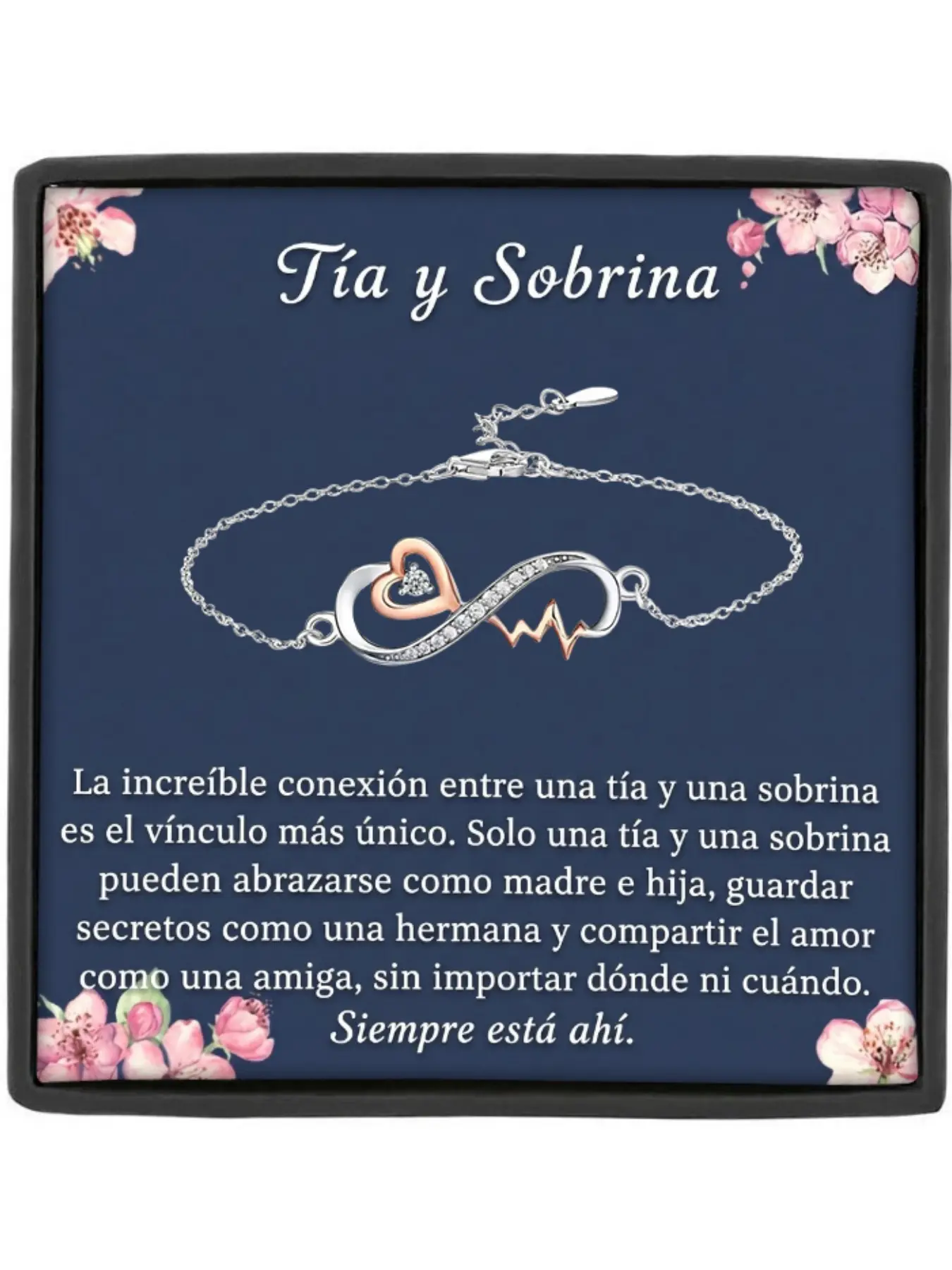 Aunt and Niece Bracelet Heart & Infinity Symbol Slider Bracelet with Message Card and Gift Box Aunt's Birthday/Niece's Milestone/Distance Gift
