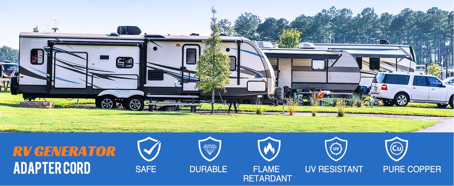 Nilight RV Generator Adapter Cord 30Amp to 50 Amp 3 Prong Pure Copper Heavy Duty Twist Lock Male Plug 10 Gauge Wire L5-30P 14-50R 30M/50F for RVs Camper Caravan Van Trailer