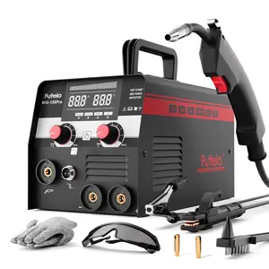 FUTELO MIG-150Pro 150A 110V Gasless Flux Core MIG Welder Machine，Flux MIG/STICK/TIG 3-in-1 Welding Machine，IGBT Synergic Control ＆ Contains 10 Accessories