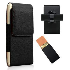 Universal Cell Phone Holster Pouch,Vertical Rugged Phone Holster Case with Belt Clip & Card Holder, Universal Wallet Pouch for iPhone 17 Pro Max Samsung S24 S24 Plus S24 Ultra Durable PU Leather