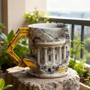 Funny 3D Excavator Coffee Mug, Unique Collapsible Design, Perfect Novelty Gift for Engineering Enthusiasts & Office Workers