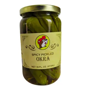 Buc-ee's Pickled Spicy Okra, 16oz Glass Bottle, Gluten Free, Shipped from Texas, Pickled Vegetables Snack Food