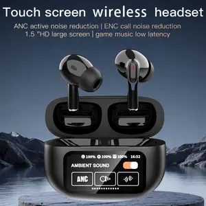 PMT HAYES 2.0 ANC Wireless Bluetooth Earbuds with LED Touchscreen Ambient Sound Mode USB-C Fast Charging Case for Sports Gaming & Outdoor Travel