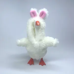 Cute Easter Bunny Goose Costume Mini Magnetic Toy Decoration Accessory, 7 Inch Desktop Ornament for Desk Porch Statue Figurines