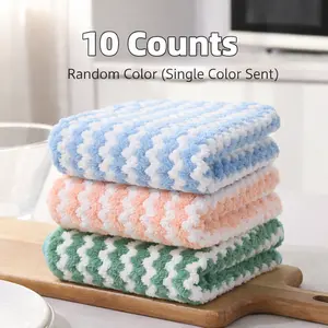 10 Counts Soft Kitchen Cleaning Cloths，Microfibe Absorbent Kitchen Towels for Dish Dry&Wet Washing,Reusable and Washable Towels,Multipurpose Random Color Dishwashing Rags for Kitchen, Sinks, Pots, Pans,furniture