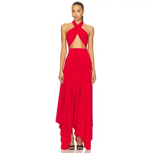 Norma Kamali Convertible Midcalf Dress in Tiger Red