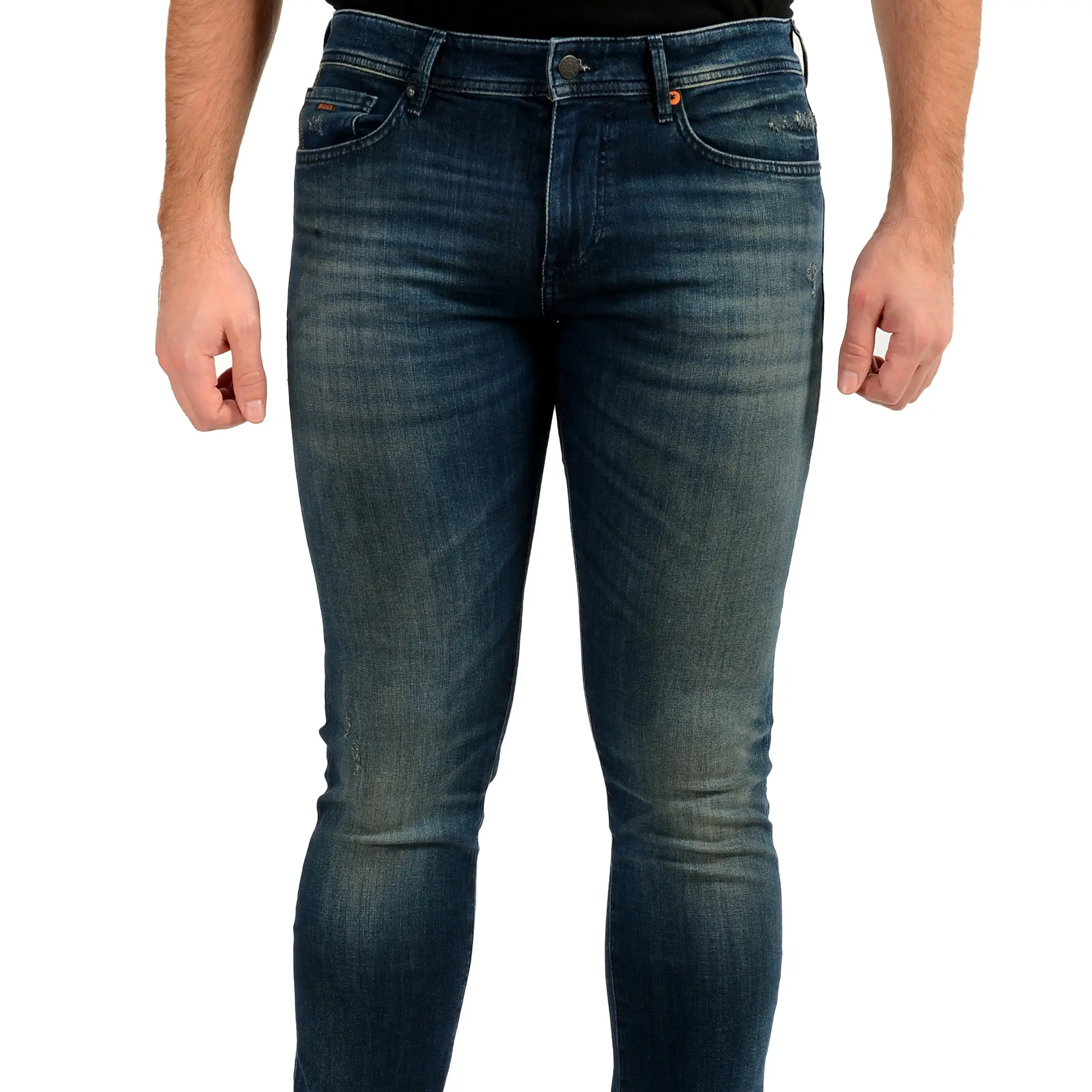 Hugo Boss Men's Extra Slim Fit Distressed Blue Wash Stretch Jeans US 36/34 IT 36/34