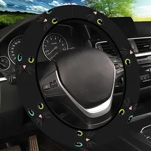 Mysterious Cat Eyes Pattern Steering Wheel Cover, Dark Playful Style - Fit Car Interior Accessory, Durable Material, No Inner Ring, For All Seasons Automotive Accessories, Best Festive Gift Item For Family.11.25QWA-655