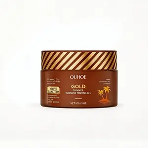 OUHOE Gold Shimmer Tanning Gel Cosmetic, Sunflower & Calendula Herbal Blend Body Care Product, 10-Min Quick Dry, Sun Protection, Reduces Sun Damage, Intensive Hydrating, Lasting Gold Shimmer Glow for Radiant Skin, All Skin Types Self-Tanning Bronzing Balm