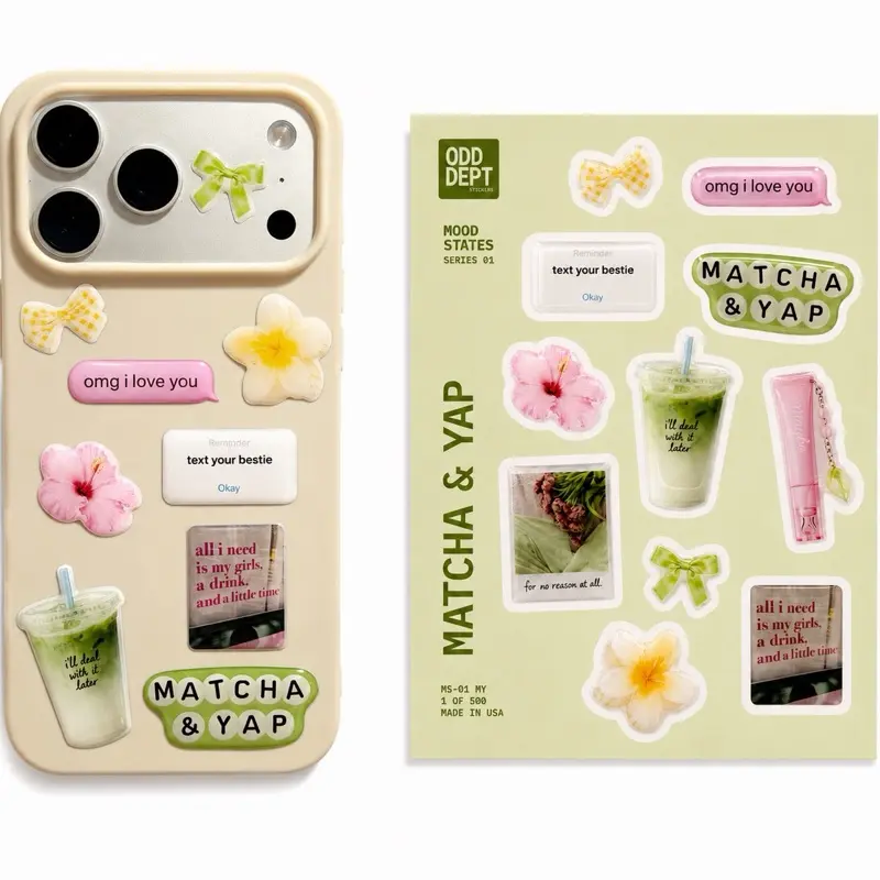 Odd Dept: Matcha & Yap 3D Sticker Pack | Cute Aesthetic Phone, Laptop & Water Bottle Stickers (11 PCS)