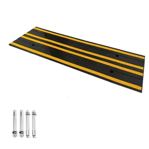 Heavy Duty Rubber Curb Ramp 48", 33,000 lbs Capacity, 2.6" Rise, Low Profile, Drainage Channel, Reflective Strips, Perfect for Driveway, Garage, Loading Dock, Cars, SUVs, RVs, Wheelchairs – 1 Pack