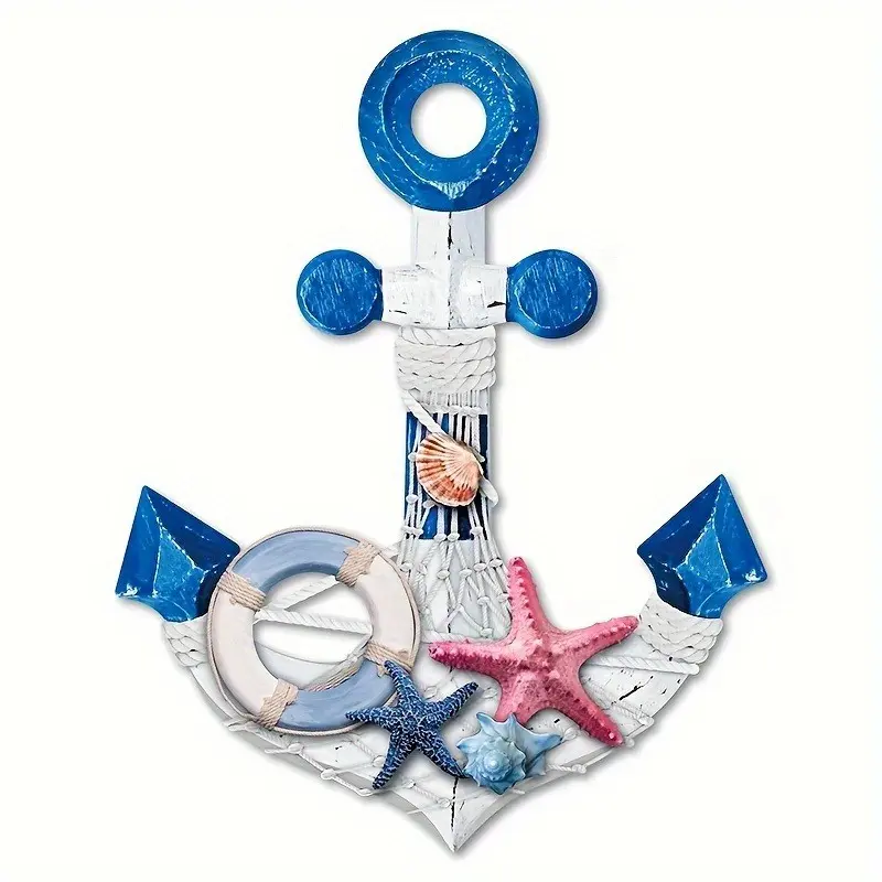 Nautical Theme Ship Anchor Wooden Hanging Sign, Beach Bathroom Decor, Ocean Wall Art, Ocean Inspired Design, Indoor Nautical Decoration, Outdoor Welcome Art, Wall Hanging Ornament